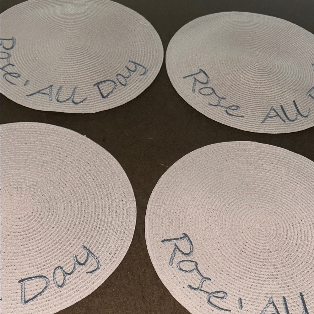 Rose All Day blush and gray color 4 Placemats Set. Perfect condition.